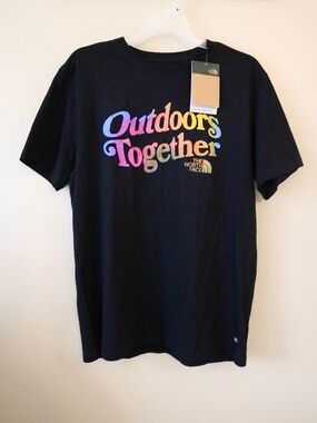 The North Face Outdoors Together Pride Men's Medium Black T Shirt Rainbow